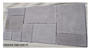 Tandoor Blue Limestone Tumbled Handcut, Blue Limestone Cube Stone & Pavers