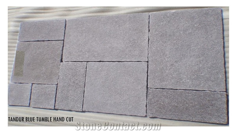 Tandoor Blue Limestone Tumbled Handcut Cube Stone & Pavers