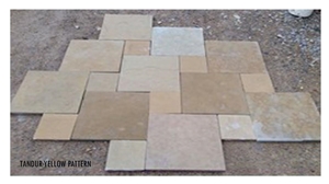 Tandur Yellow Limestone Pattern Tiles, Cube Stone, Pavers