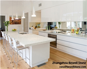 White Quartz Stone Kitchen Countertops, Quartz Kitchen Worktops, Quartz Kitchen Island Tops