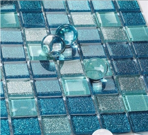 1 Inch Square Light Blue Glass Cheap Mosaic Tiles Cheap Mosaic Tile Sheets Swimming Pool Tiles for Sale