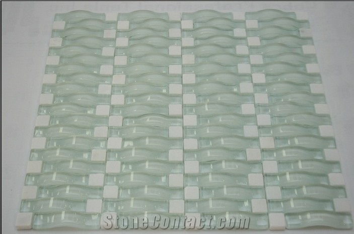 25x25mm 4mm Thickness Mixed Color Crystal Glass Mosaic Tiles for Swimming Pool