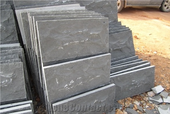 China Grey Basalt Mushroom Stone, Dark Grey Basalt Split Face Slab & Tile
