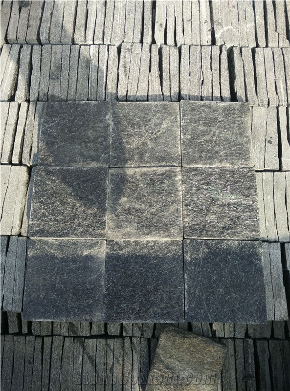 China Natural Black Quartzite Tiles & Slabs, Natural Split China Natural Quartzite