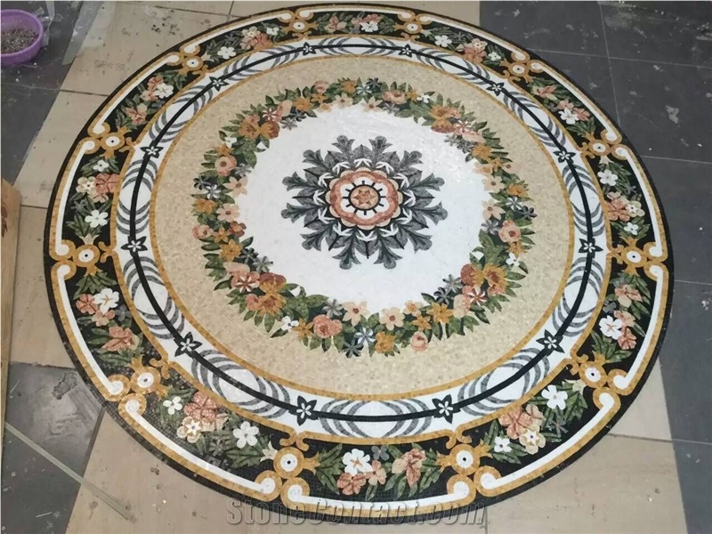 Chinese Interesting Stone Art Colored Marble Mosaic Pattern Tile Marble Waterjet Medallions