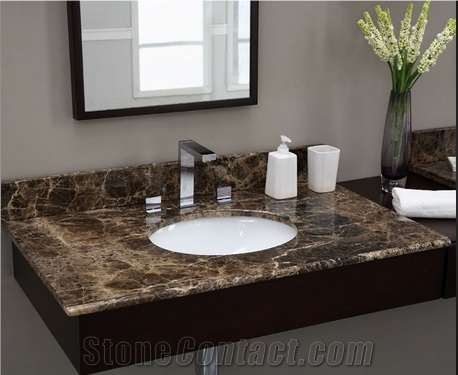 Competitive Price Brown Marble Bathroom Countertop, Dark Emperador Marble Bathroom Vanity Tops