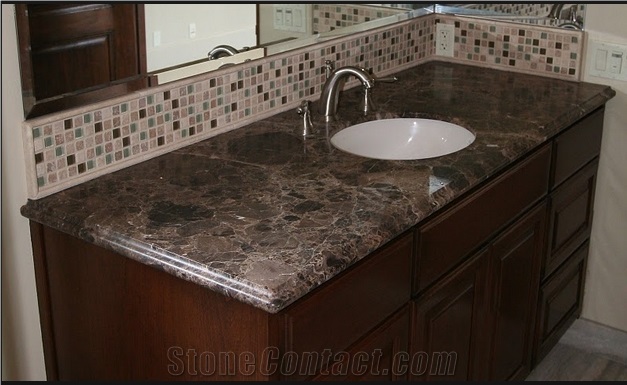 Dark Emperador Marble Vanity Top Marble Countertop With Sink Cut