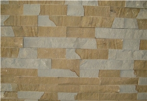Double Color Sandstone Cultured Stone, China Yellow Sandstone Wall Cladding