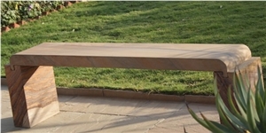 Garden Bench and Table, Yellow Sandstone Bench, Sandstone Garden Bench