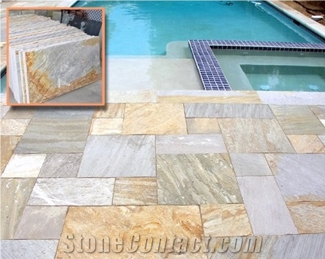 Golden Honey Flooring Tiles, Cheap Price Nature Stone Golden Quartzite Tiles & Slabs