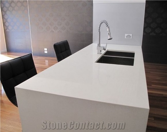 Lowes White Quartz Engineered Stone Kitchen Countertops From