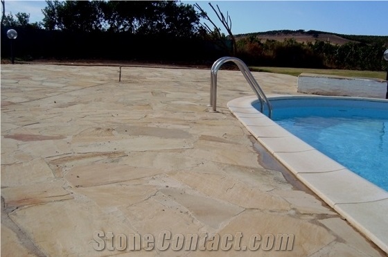 Modak Yellow Sandstone Flagstone, Pool Terrace