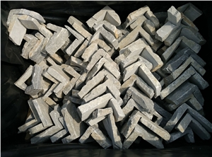 Natural Stone Wall Panel, China Natural Grey Quartzite Corner Stone
