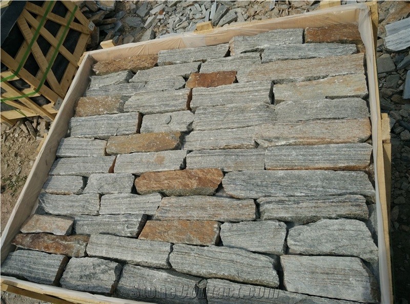 Natural Stone Wall Panel, Grey Quartzite Fieldstone