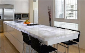 Pure White Chinese Quartz Stone Countertop, Kitchen Worktops