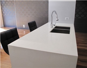 Pure White Chinese Quartz Stone Countertop, Kitchen Worktops