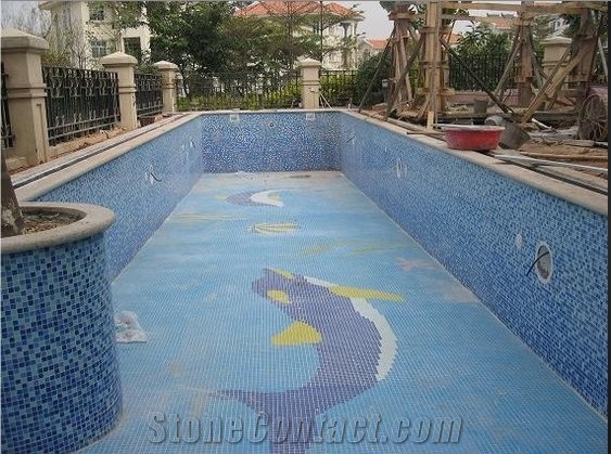Sky Blue Glass Mosaic Swimming Pool Tile for Sale