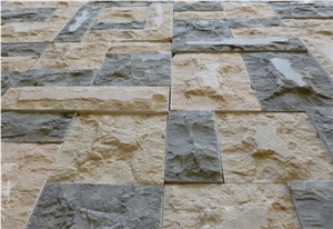 Split Surface Sinia Pearl & Milly Brown Pattern, Egypt Beige Limestone Slabs & Tiles