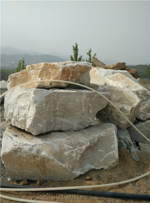 White Quartzite Flamed Crazy Pattern, China Natural Quartzite Stone Irregular Flagstones