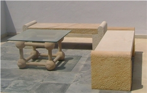 White Sandstone Table Sets, White Sandstone Exterior Furniture