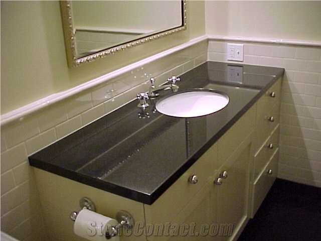 Absolute Black Granite Bath Tops/ Absolute Black Granite Bathroom Vanity Tops/ Absolute Black Granite Bathroom Countertops/ Absolute Black Granite Vanity Tops