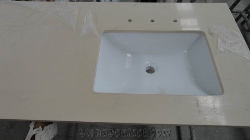 Beige Color Engineered Stone Quartz Vanity Tops/Beige Color Quartz Stone Bathroom Top/Beige Color Artificial Stone Bath Tops /Engineered Stone Quartz Bathroom Tops/Beige Color Quartz Stone Tops