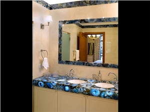 Blue Agate Semiprecious Stone Bath Vanity Tops/Blue Semiprecious Stone Vanity Tops/Blue Semiprecious Stone Bathroom Countertops