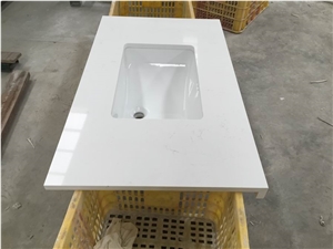 Pure White Engineered Stone Quartz Vanity Tops/Pure White Quartz Stone Bathroom Tops/White Quartz Stone Bathroom Vanity Tops
