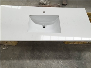 Pure White Engineered Stone Quartz Vanity Tops/Pure White Quartz Stone Bathroom Tops/White Quartz Stone Bathroom Vanity Tops