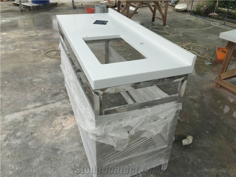 Pure White Engineered Stone Vanity Tops/Pure White Artificial Stone Bathroom Top/Pure White Artificial Stone Bath Tops /Engineered Stone Quartz Bathroom Tops/White Quartz Stone Tops