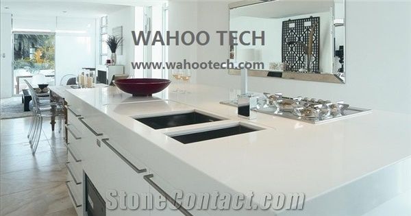 Pure White Quartz Stone Kitchen Island, Pure White Kitchen Countertops