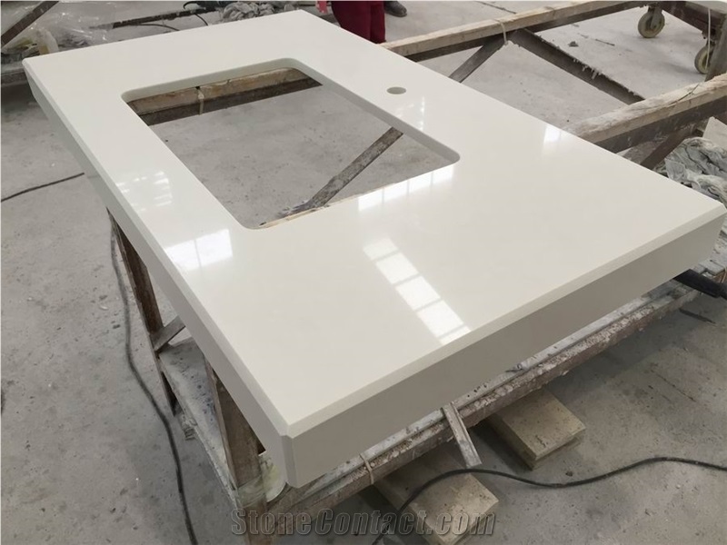 White Engineered Quartz Stone Bathroom Vanity Tops/White Artificial Stone Vanity Tops/White Quartz Stone Vanity Tops/White Bathroom Vanity Tops