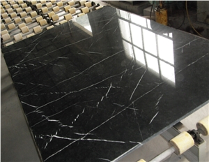 China Black Marquina Marble Tile & Slab, Nero Marquina, Black and White, Polished, Acid Washed, Floor, Wall