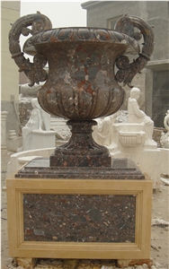 Hand Carved Stone Flowerpot Garden Flowerpot Statue Sculpture Carved Marble Stone White Marble Flowerpot