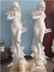 Hand Carving Western Style White Marble Angel Sculpture