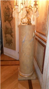 Giallo Siena Avorio Marble Pedestal Column