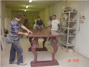 Porfido Rosso Hand Carved Table