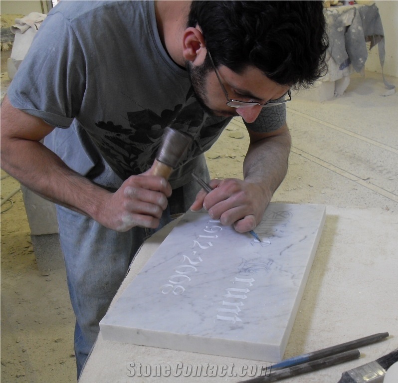 Owers Whitbed Limestone Lettering Relief & Etching, White Limestone Engravings