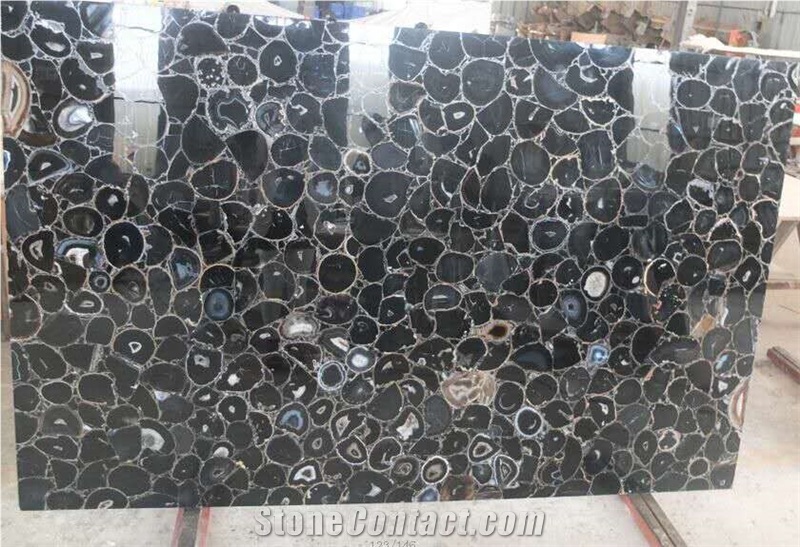 Black Agate Slab & Tile - Semi Precious Gemstone Semiprecious
