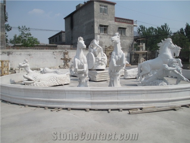 Sculpture Marble Horse Fountains Garden Fountains