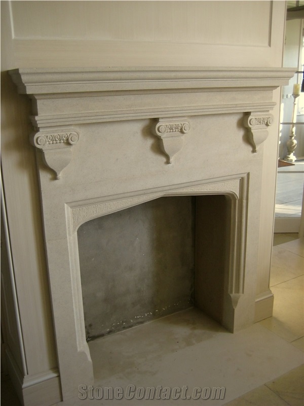Doulting Stone Hand Carved Fireplace Mantel