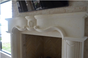 Texas White Limestone Hand Carved Exquisite Fireplace Surround