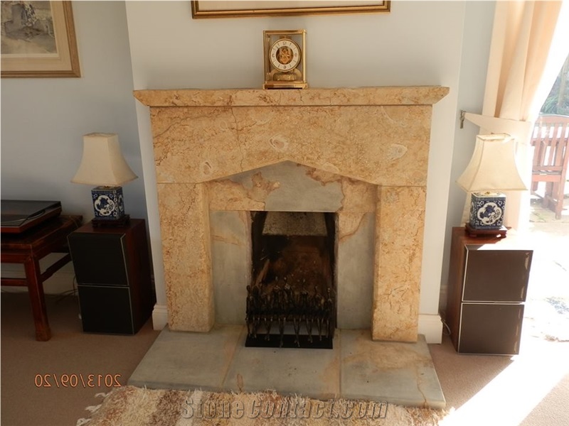 Somerset Limestone- Cary Stone Traditional Fireplace