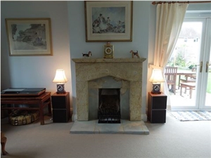 Somerset Limestone- Cary Stone Traditional Fireplace
