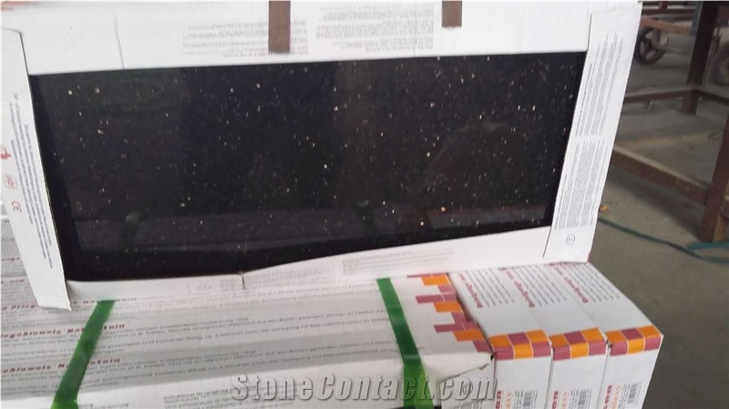 Exported to Germany Supermarket Black Galaxy Granite Tiles & Slabs ,Cheaper Price with Good Quality,Black Granite,India Granite for Cut to Size Slab