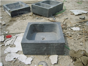 Natural Stone G684 Black Basalt Bathroom Wash Sinks, Kitchen Vessel Square Basins, Black Basalt Oval Sink, Outdoor & Indoor Honed Surface Wash Bowls Basins