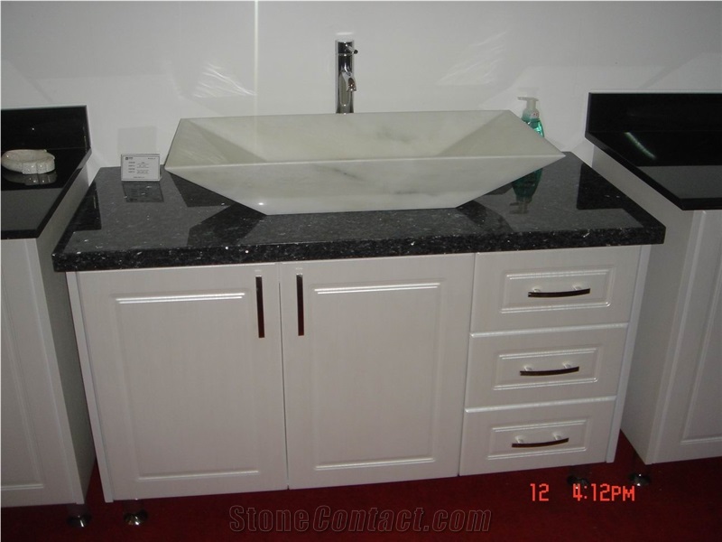 Natural Stone Guangxi White Marble Bathroom Wash Sinks, Kitchen Vessel Square Basins, White Marble Rectangle Sink, Outdoor & Indoor Polished Surface Wash Bowls Basins with Top Cabinet