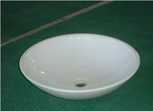 Natural Stone Marble Bathroom Wash Sinks, Kitchen Vessel Round Basins, White Marble Round Sink, Outdoor & Indoor Polished Surface Wash Bowls Basins