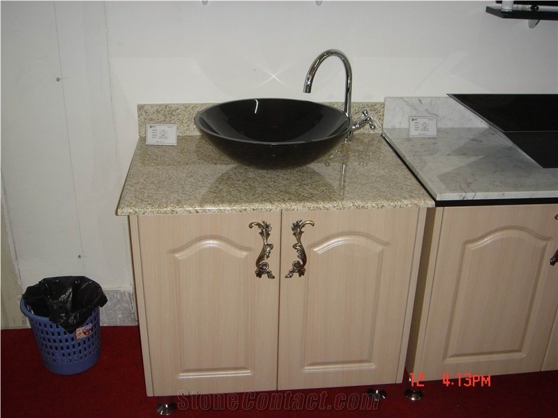 Natural Stone Shanxi Black Granite Bathroom Wash Sinks, Kitchen Vessel Round Basins, Black Granite Oval Sink, Outdoor & Indoor Polished Surface Wash Bowls Basins with Top Cabinet