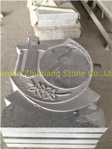 Polished Original G603 Granite Cross Tombstones, Grey Granite Engraved Monument